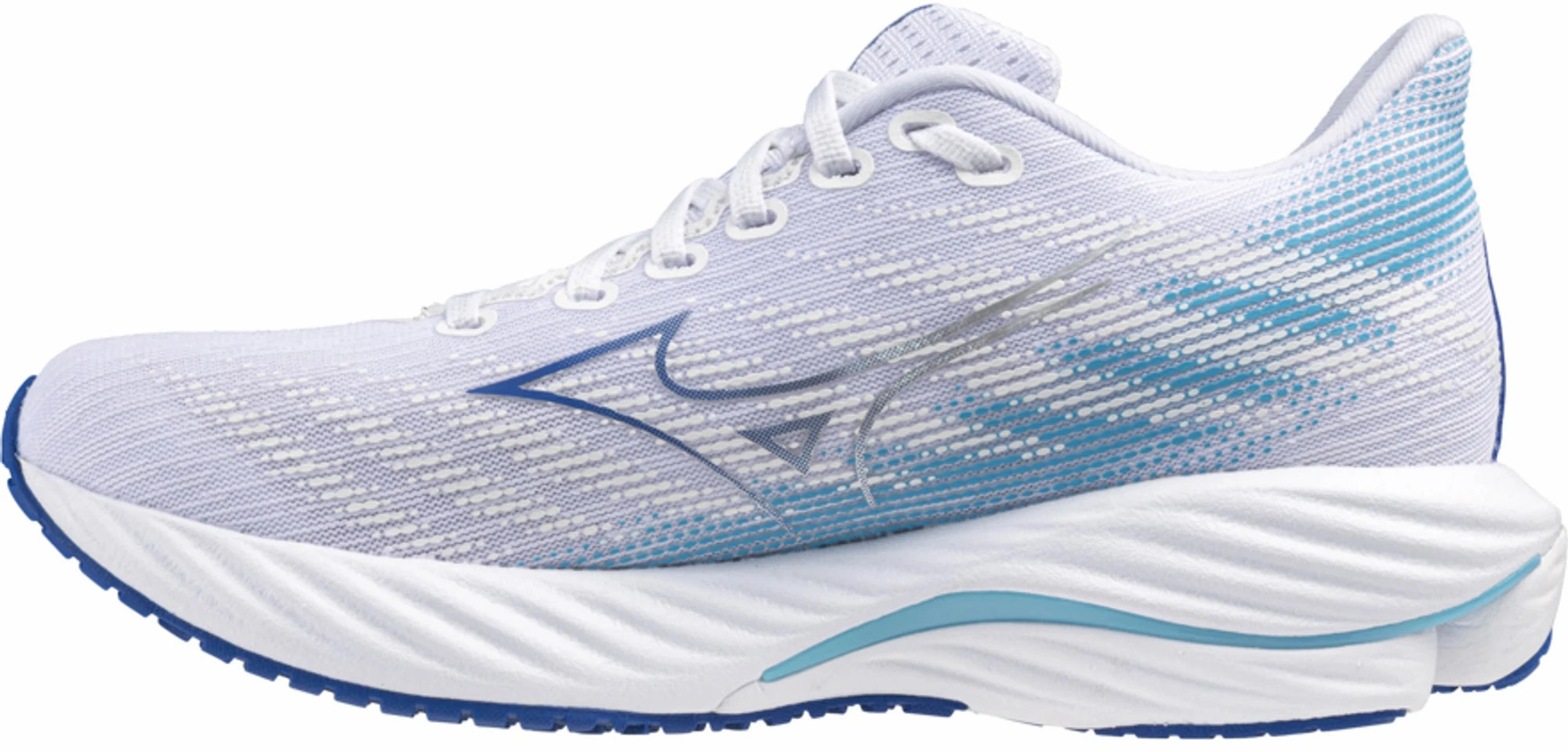 Textured Grip Pattern Indoor Use Mizuno Wave Rider 28 Womens Running Shoes - White