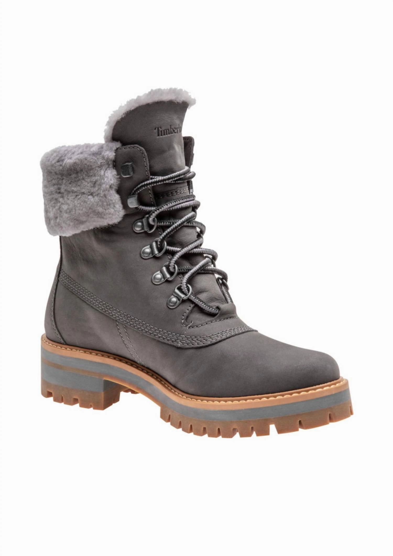 Heavy Duty Protection Women's Courmayeur Valley 6" Faux Fur Waterproof Boot In Medium Grey Nubuck