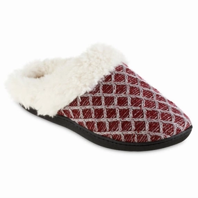 Women's Diamond Sweater Knit Hoodback Slipper In Garnet Soft Step-On Sandals