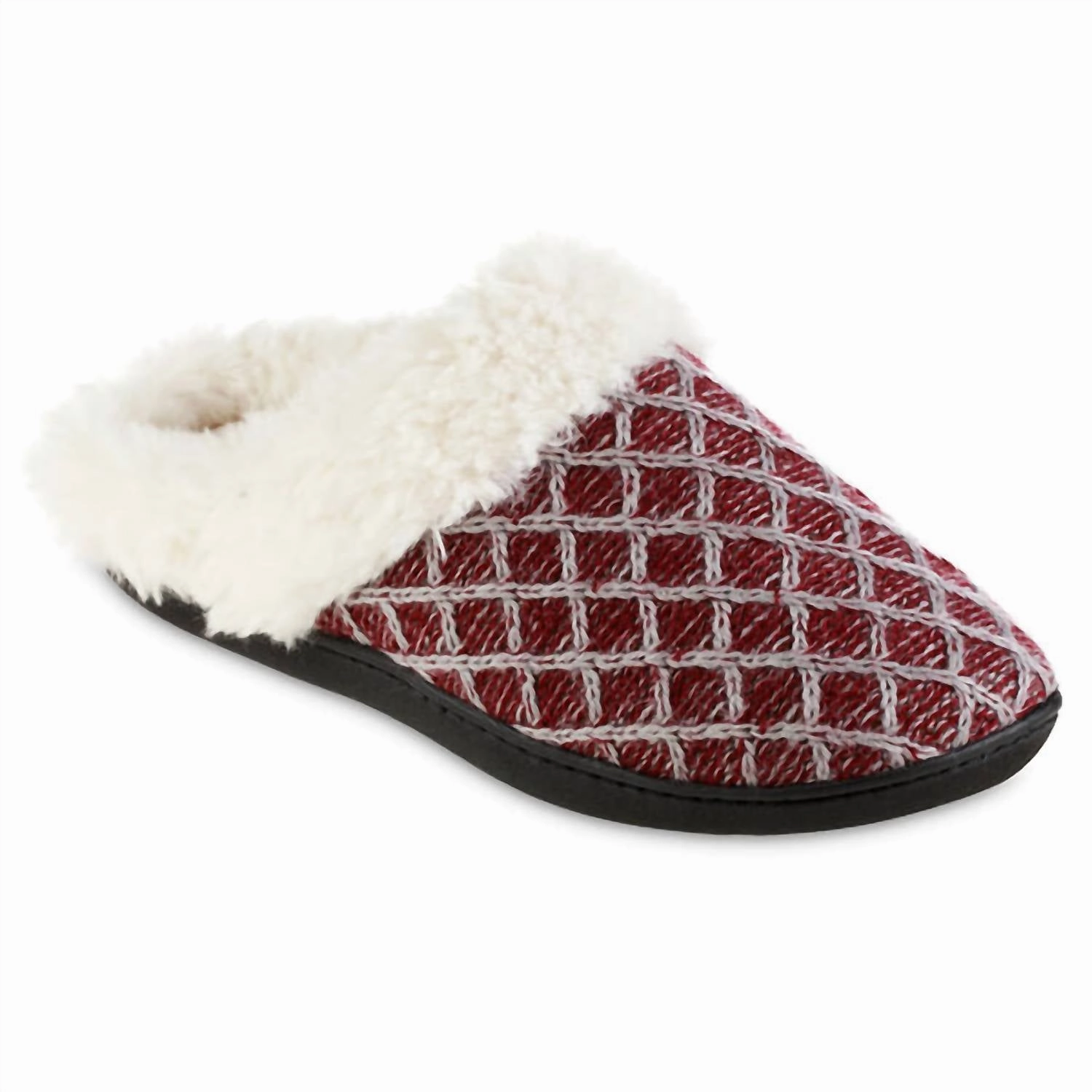 simple design Supportive structure Women's Diamond Sweater Knit Hoodback Slipper In Garnet