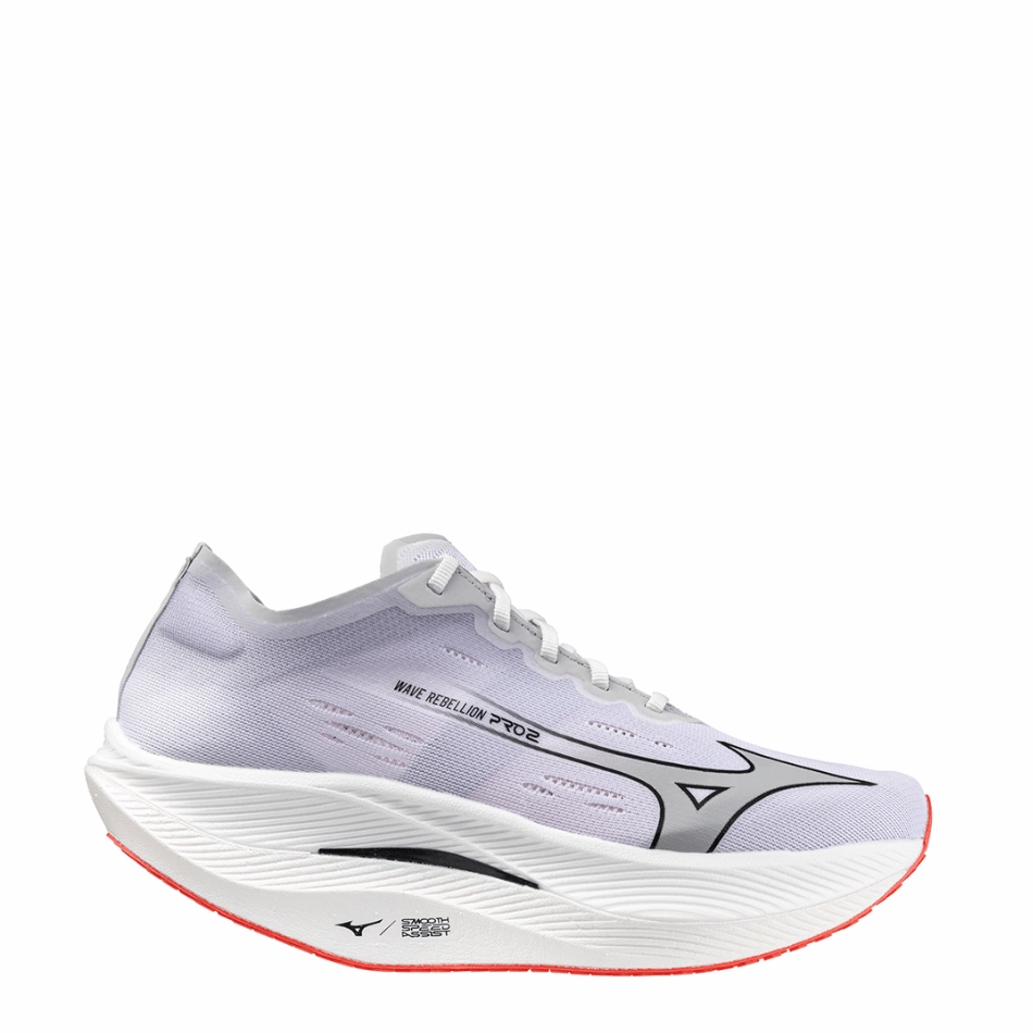 Daily Wear Mizuno Women's Wave Rebellion Pro 2 Running Shoes in White/Harbor Mist/Cayenne SS24