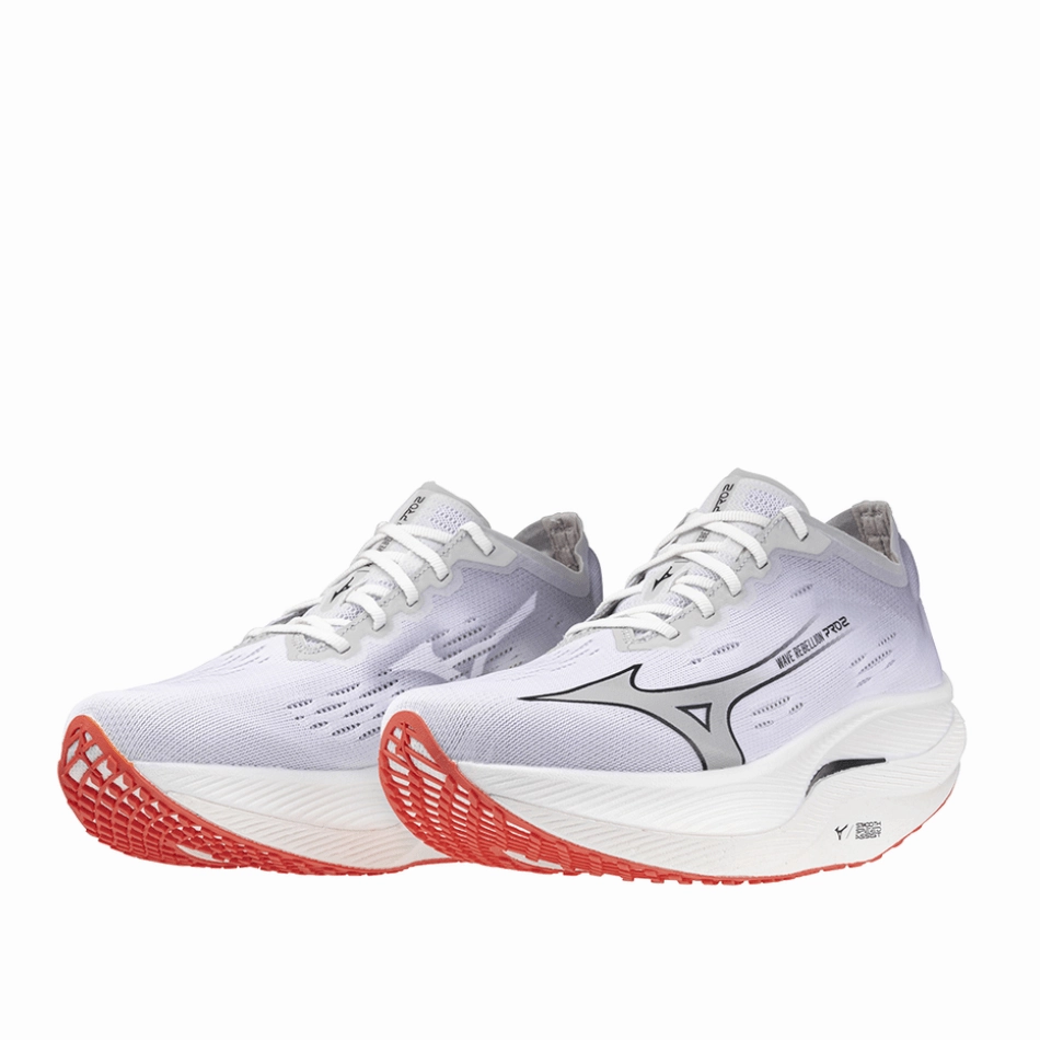 Mizuno Women's Wave Rebellion Pro 2 Running Shoes in White/Harbor Mist/Cayenne SS24 running for a way to stay fit