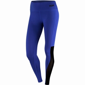 TCA Pro Performance MeshLuxe Womens Long Running Tights - Blue Timeless Comfort Wear