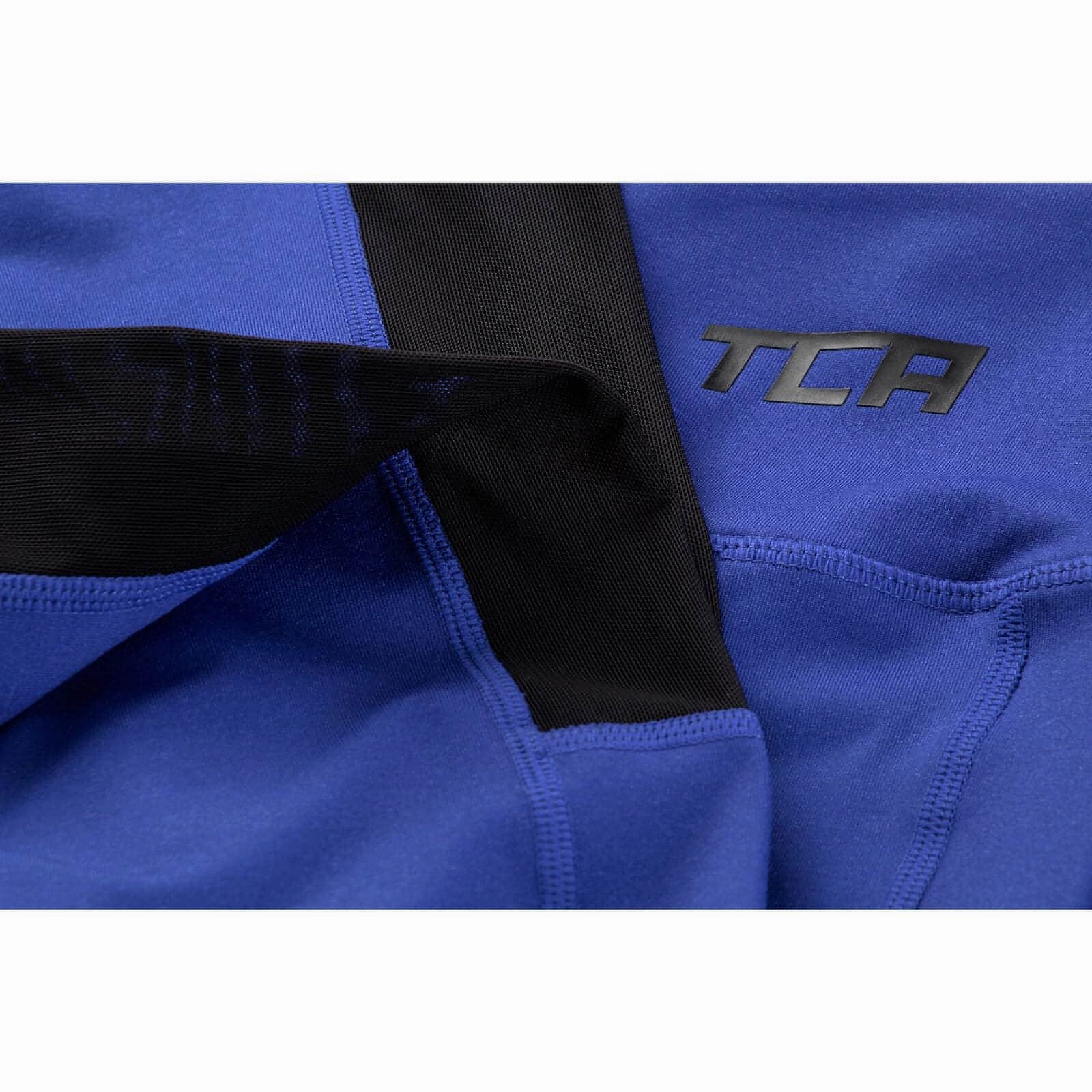 TCA Pro Performance MeshLuxe Womens Long Running Tights - Blue Travel Outfit Wrinkle Resistant