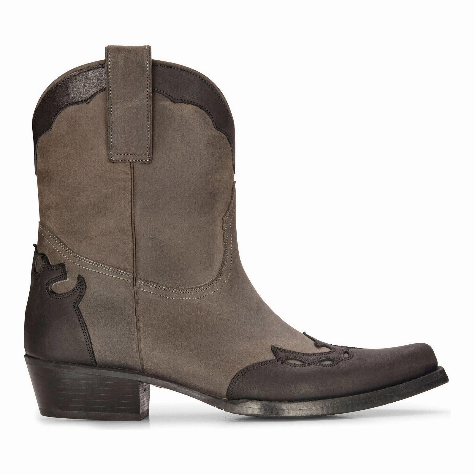 Low Top Quick Drying Functional Minimalist Men's Leather Western Boots Black Cuban Cowboy Winklepickers Classic Pointed