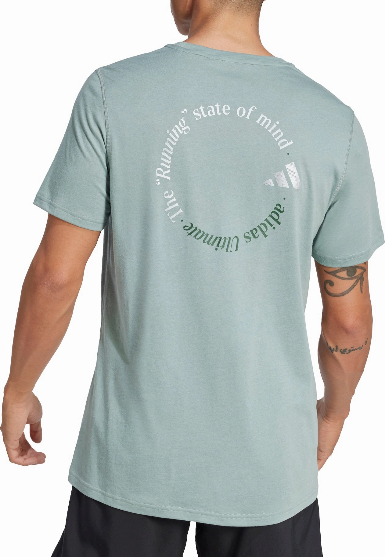 adidas Ultimate Metallic Graphic Short Sleeve Mens Running Top - Green Anti-static