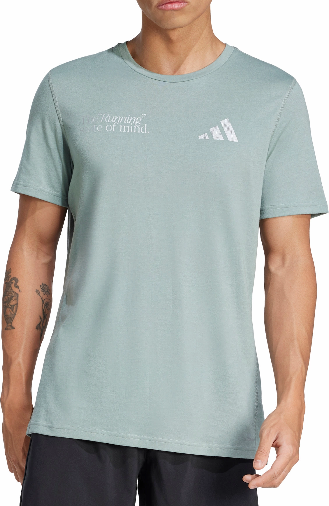 timeless Breathable Comfort adidas Ultimate Metallic Graphic Short Sleeve Mens Running Top - Green
