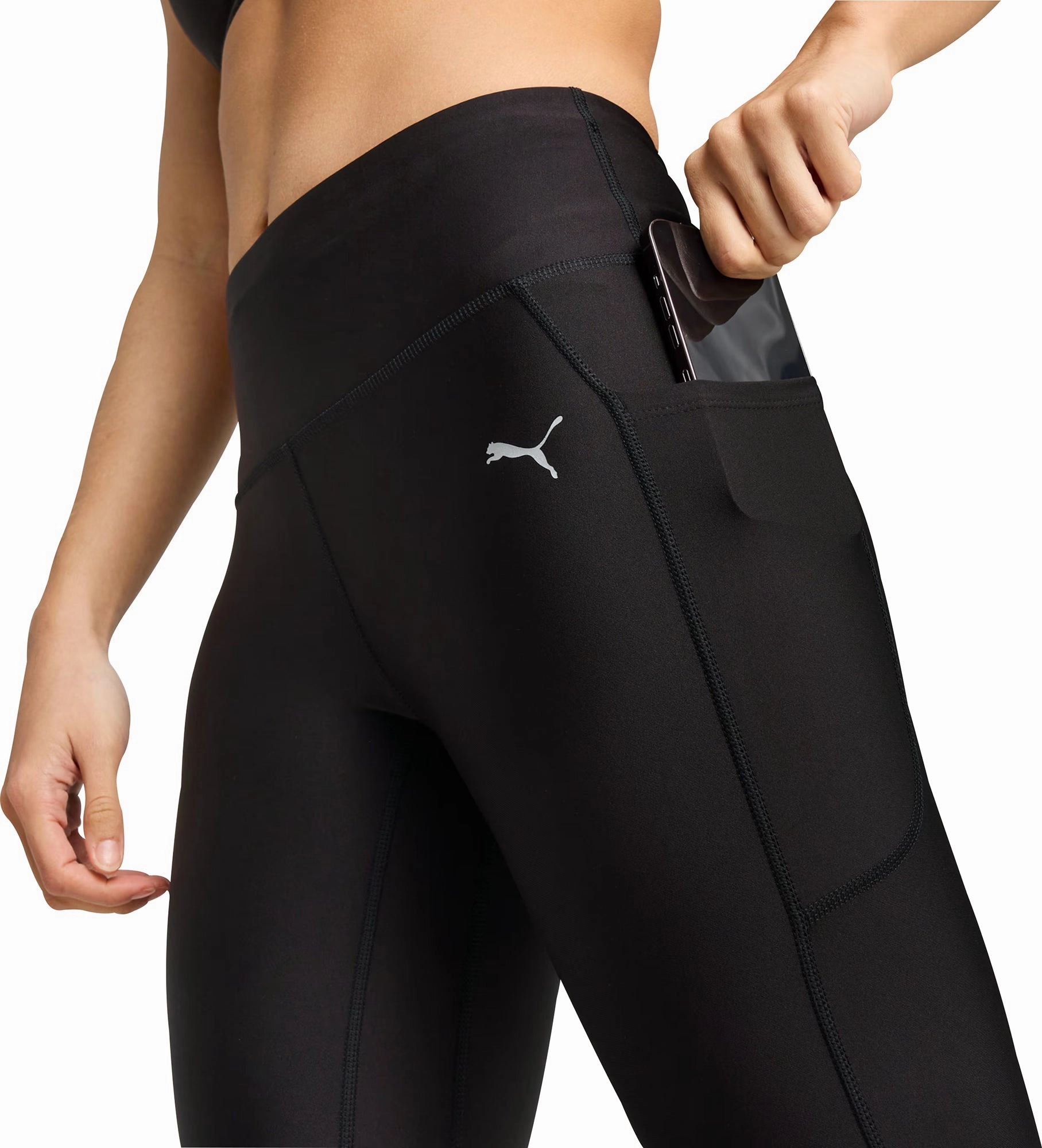 Versatile Comfort Puma Velocity Womens 3/4 Capri Running Tights - Black