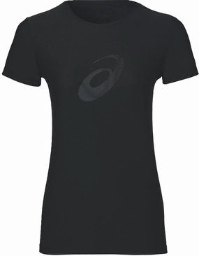 Asics Graphic Short Sleeve Womens Running Top - Black Comfy Stretch Wear