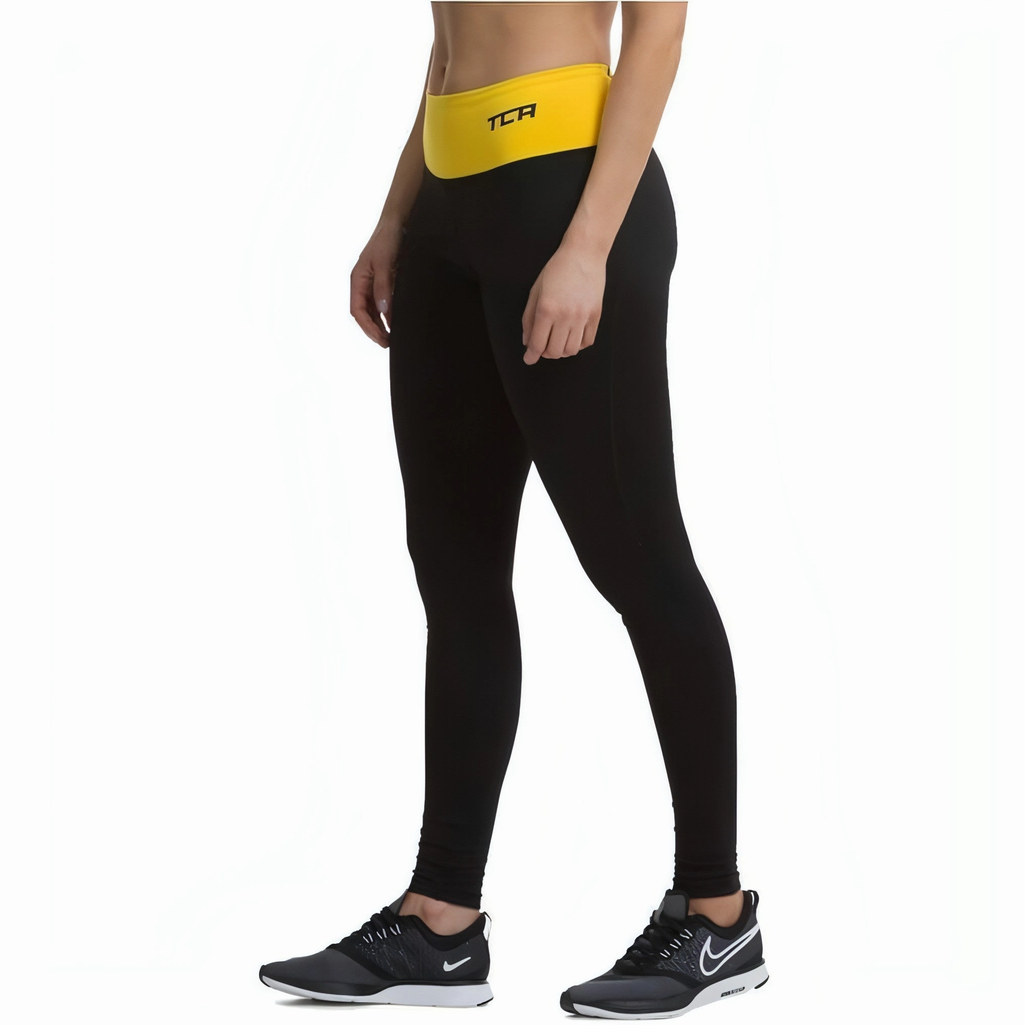 TCA Pro Performance Supreme High Waist Womens Long Running Tights - Black City Walk Minimalist Style Squat Proof Fabric