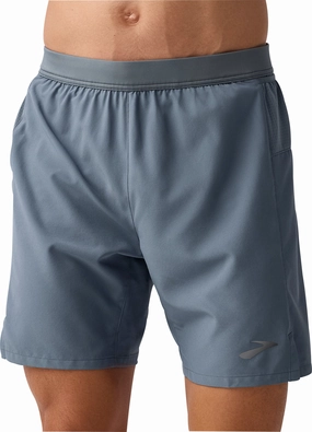 Brooks 7 Inch Journey 2 In 1 Mens Running Shorts - Grey Low-waisted