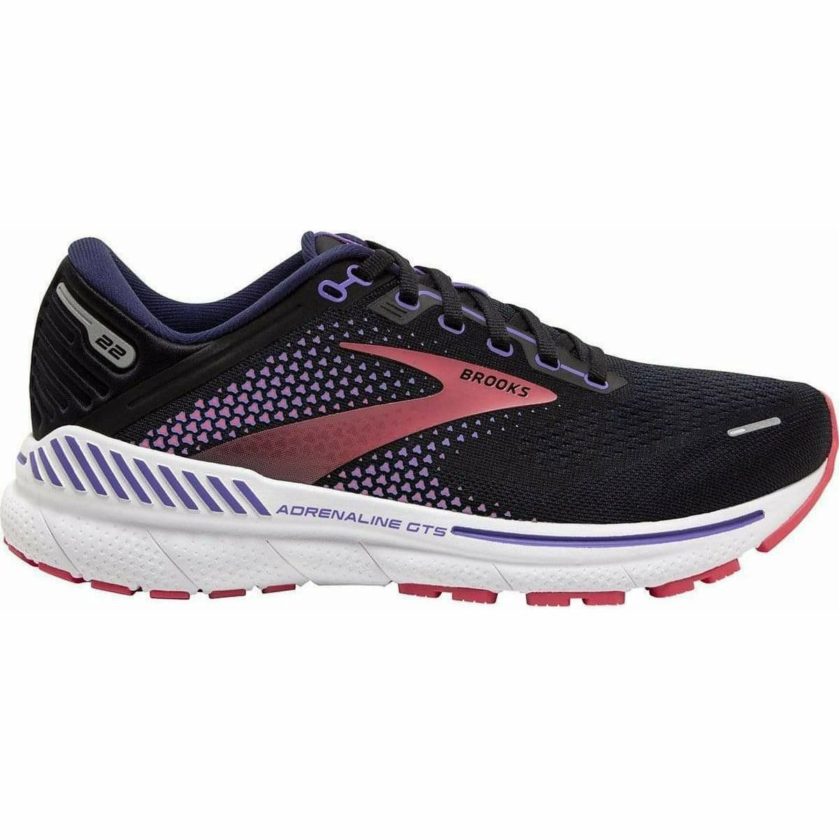 ComfortPadding Brooks Adrenaline GTS 22 WIDE FIT Womens Running Shoes - Black