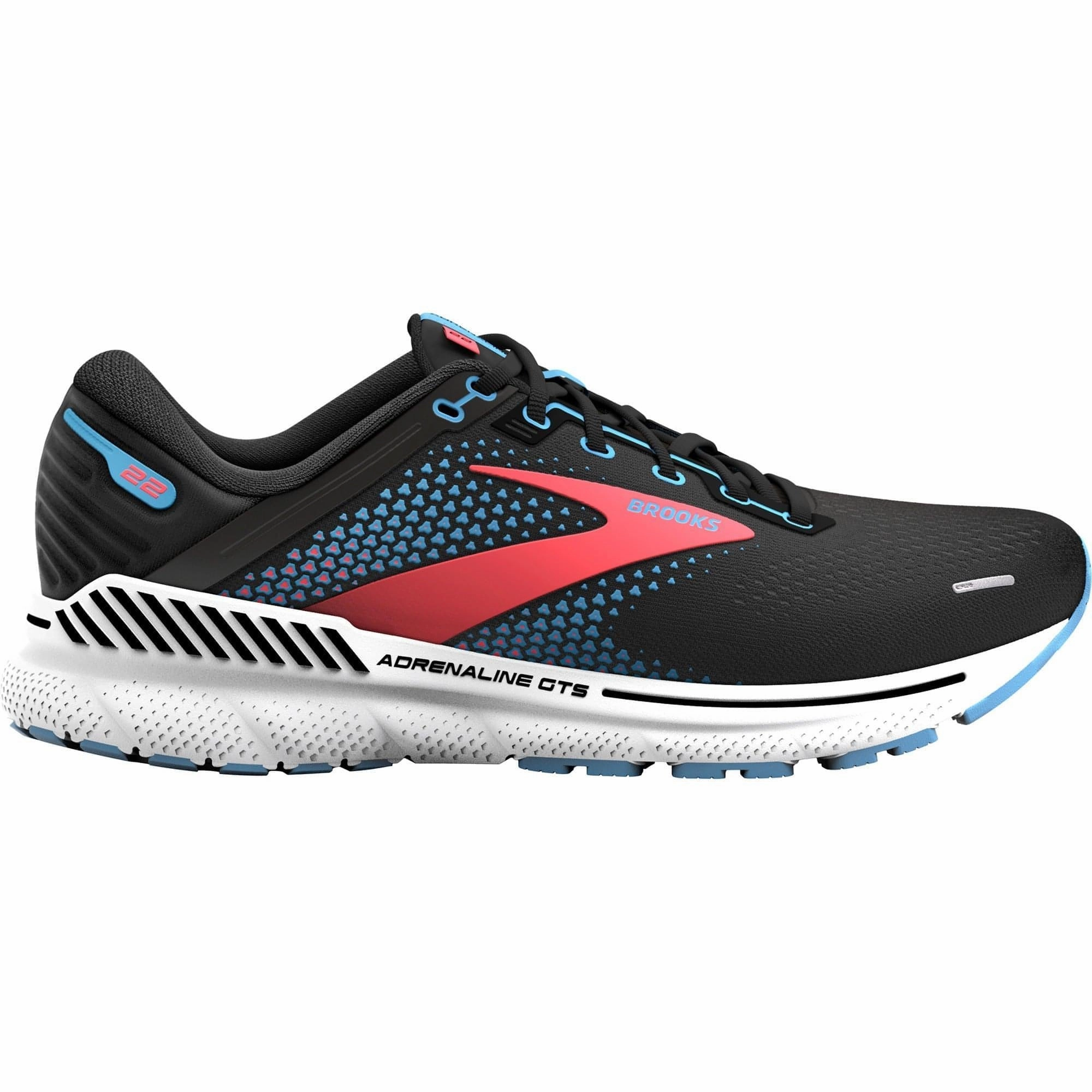 Well Cushioned Heat Dissipating Brooks Adrenaline GTS 22 Womens Running Shoes - Black