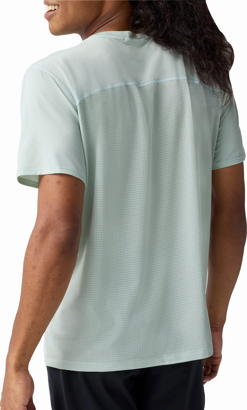 Laser Cut Edges Slim Waistband Brooks Atmosphere 3.0 Short Sleeve Mens Running Top - Green