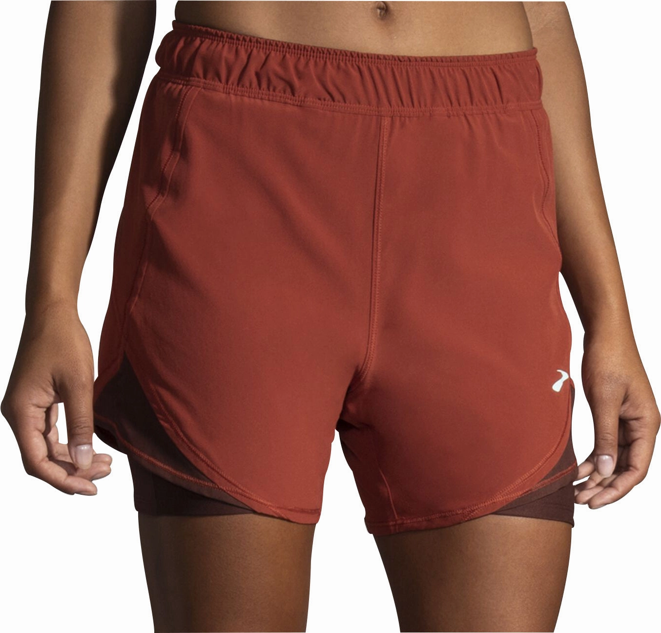 Brooks Chaser 5 Inch 2 In 1 Womens Running Shorts - Red Wide Leg Silhouette Sweat Wicking Technology