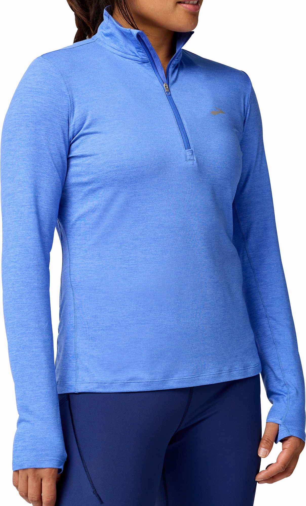 Airflow Mesh Ventilation Ultra Soft Collar Lining Brooks Dash 2.0 Half Zip Long Sleeve Womens Running Top - Blue