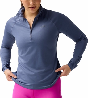 Brooks Dash 3.0 Half Zip Long Sleeve Womens Running Top - Blue Pastel tone Ultra Soft Collar Lining
