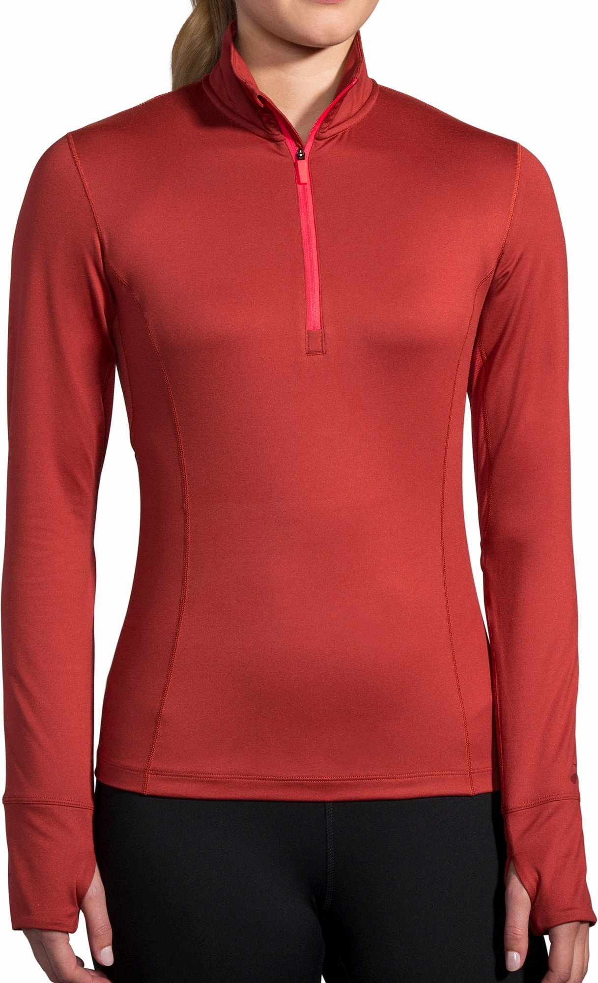 Brooks Dash Half Zip Long Sleeve Womens Running Top - Red Replace Slippers