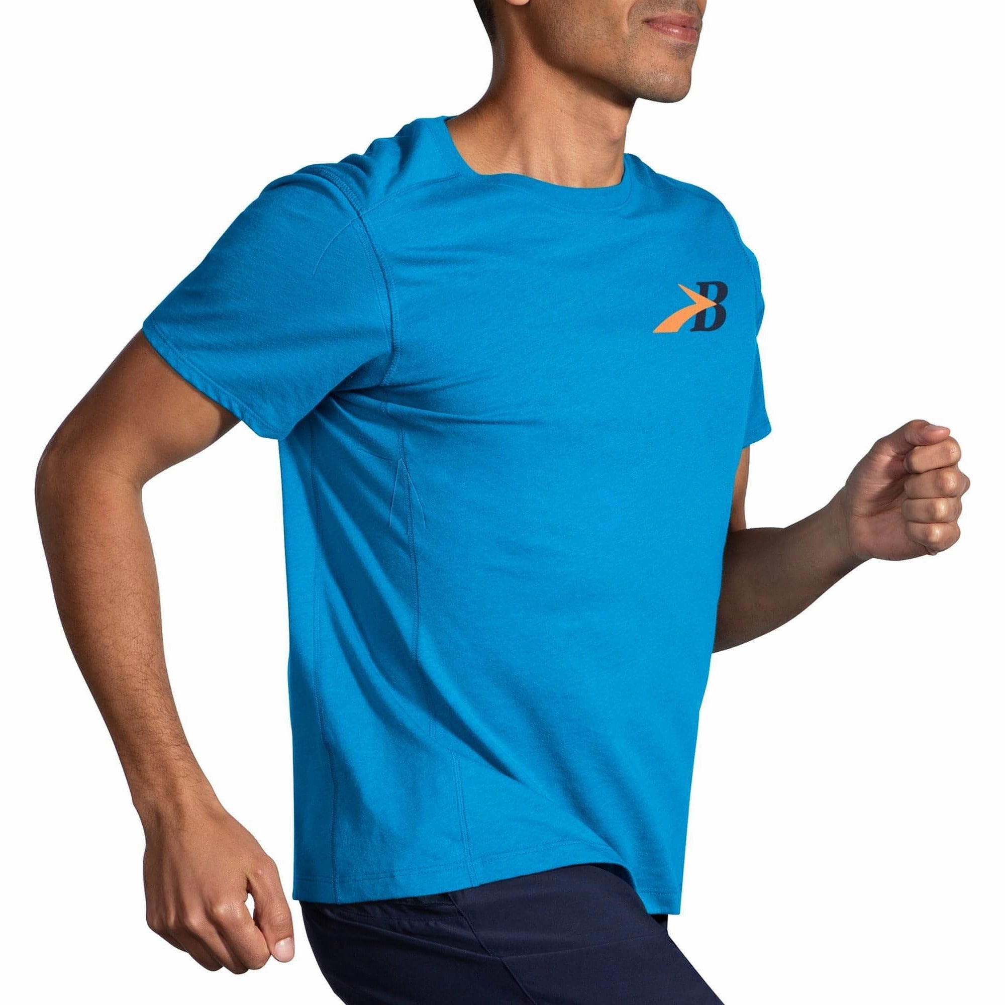 Brooks Distance 2.0 Short Sleeve Mens Running Top - Blue Cozy Feeling