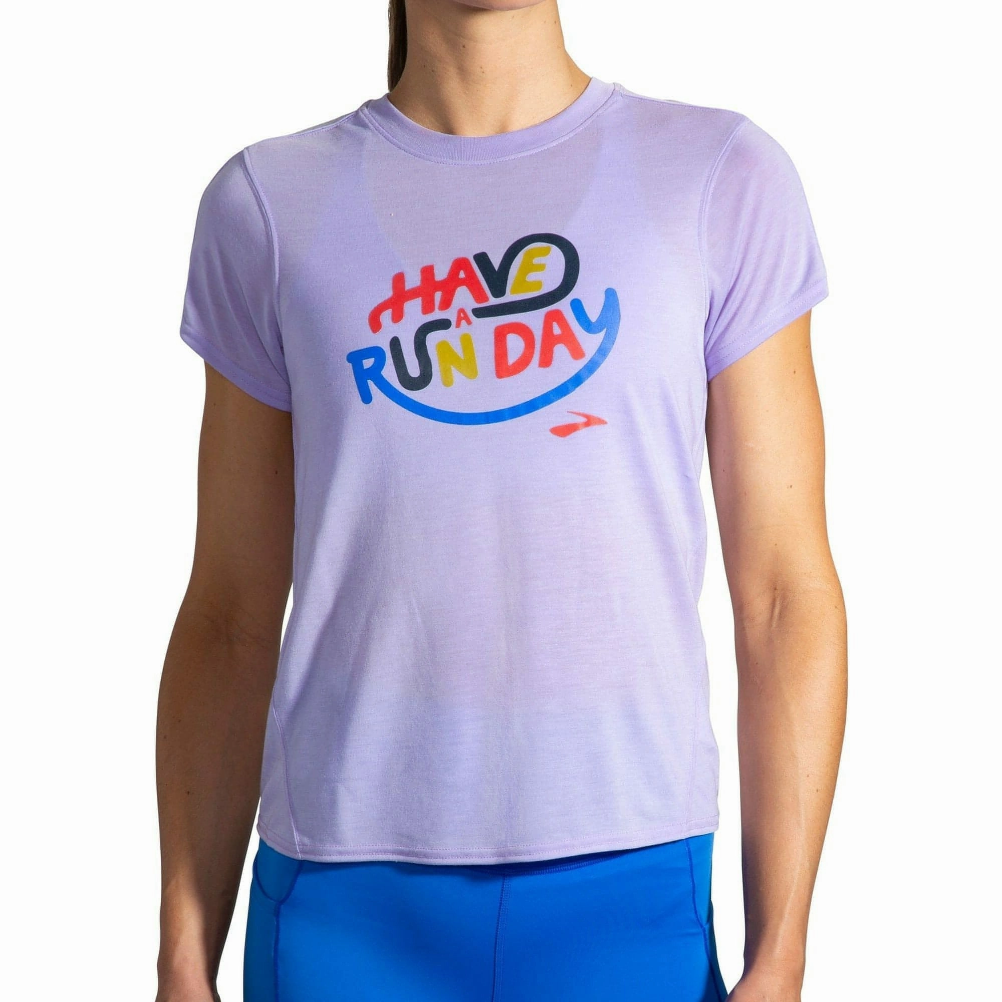 Brooks Distance Graphic Short Sleeve Womens Running Top - Purple short sleeved Perfect for Layering