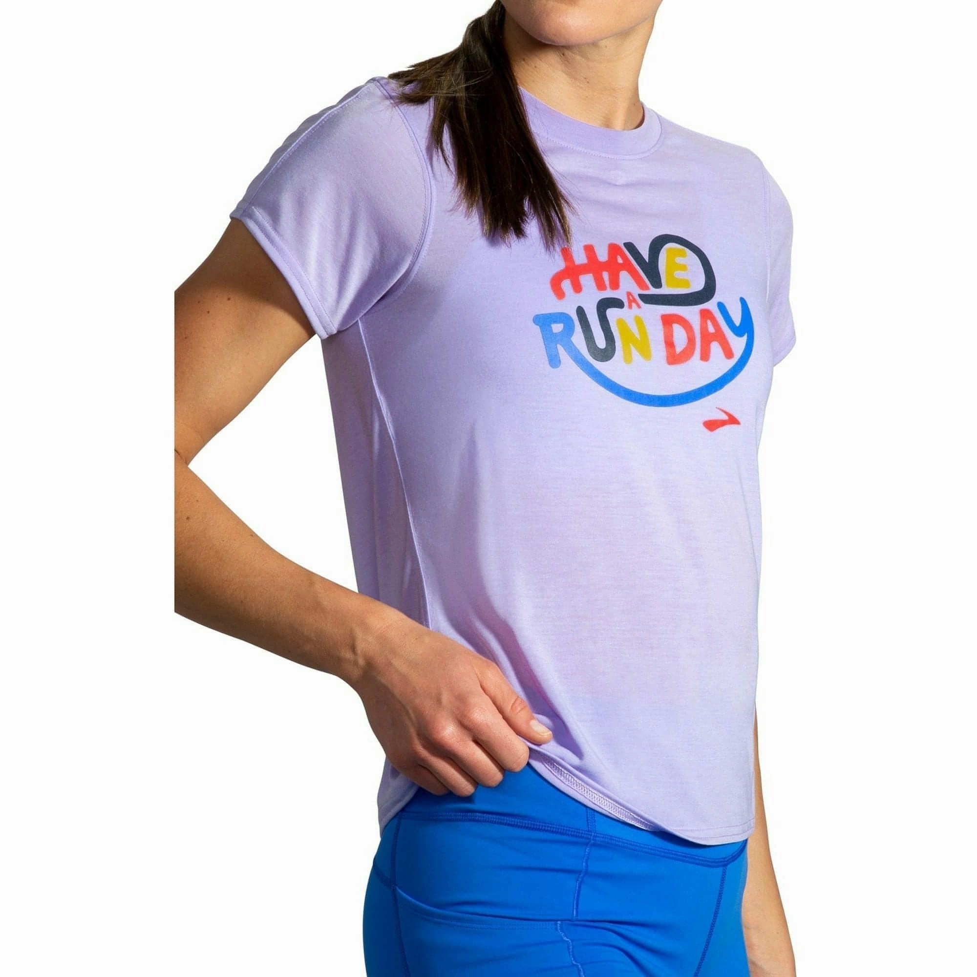 Cashmere combination SunProtectionFabric Brooks Distance Graphic Short Sleeve Womens Running Top - Purple