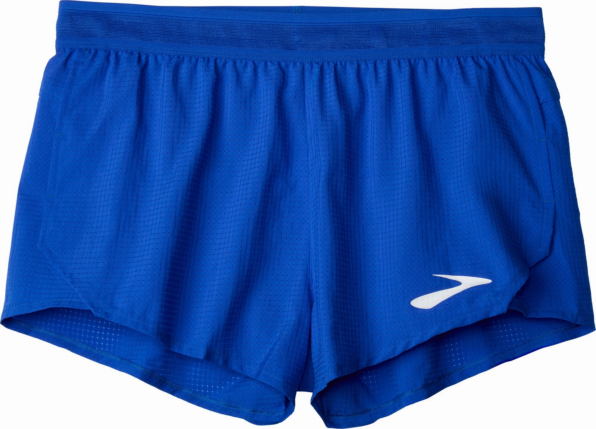denim material Brooks Elite 2 Inch Split Womens Running Shorts - Blue