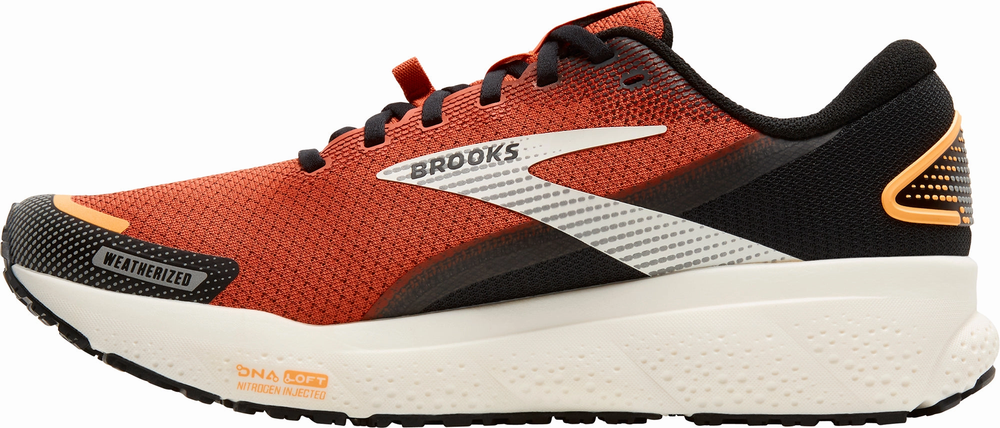 Padded Fit Maximum Grip Brooks Ghost 16 Weatherized Mens Running Shoes - Orange