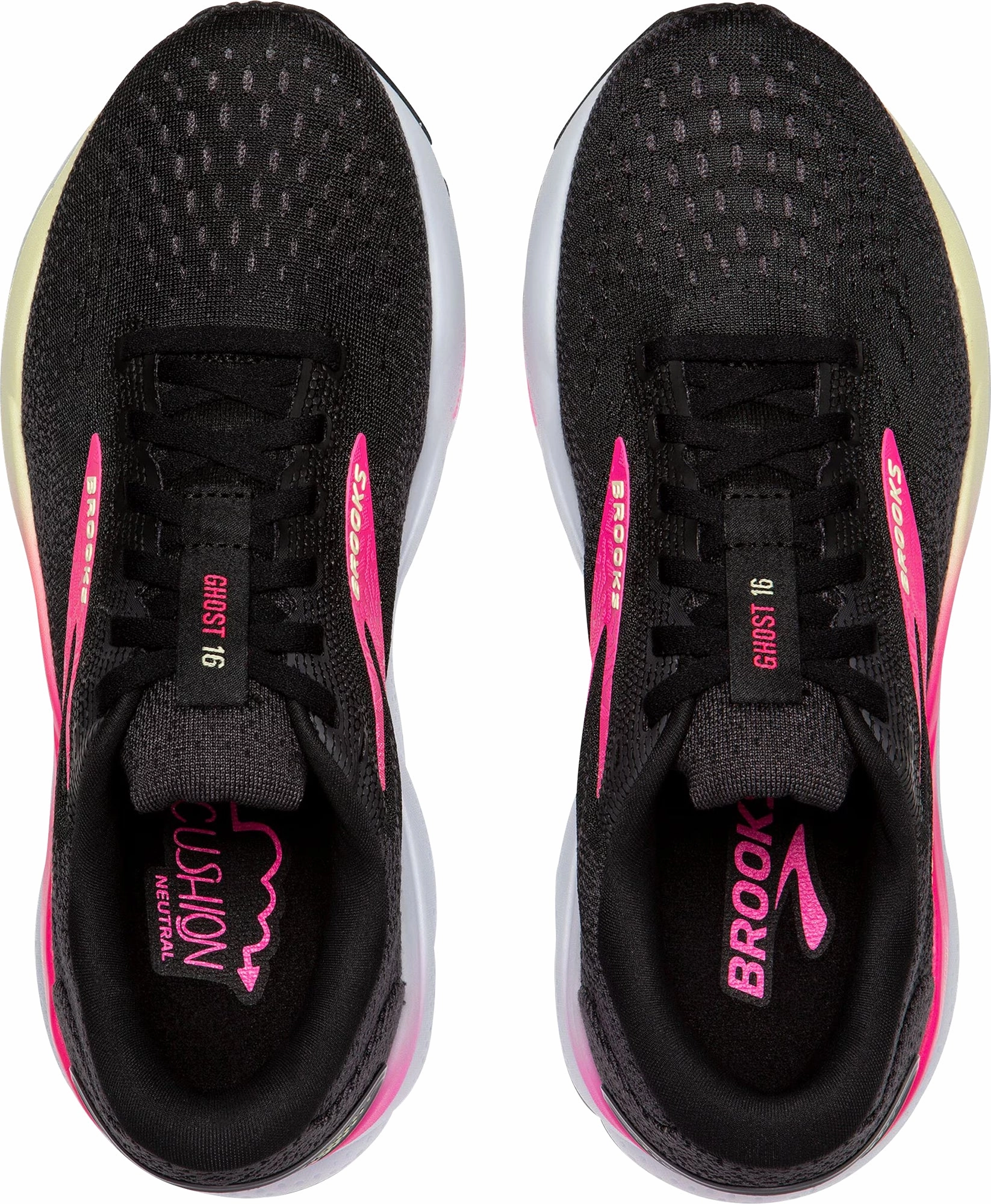 slip - resistant sole shoes Brooks Ghost 16 WIDE FIT Womens Running Shoes - Black