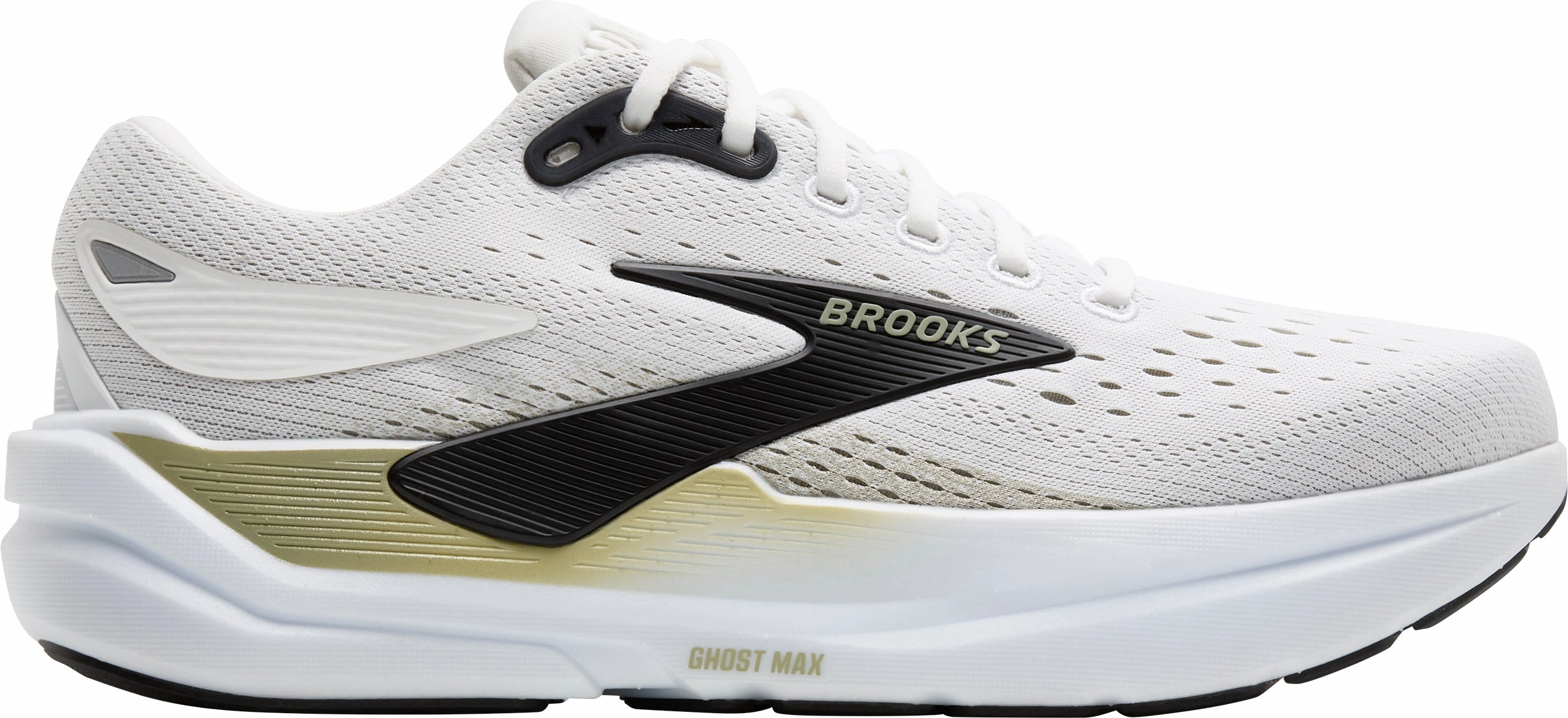 Non Restrictive Toe Box Brooks Ghost Max 3 WIDE FIT (2E) Mens Running Shoes - White