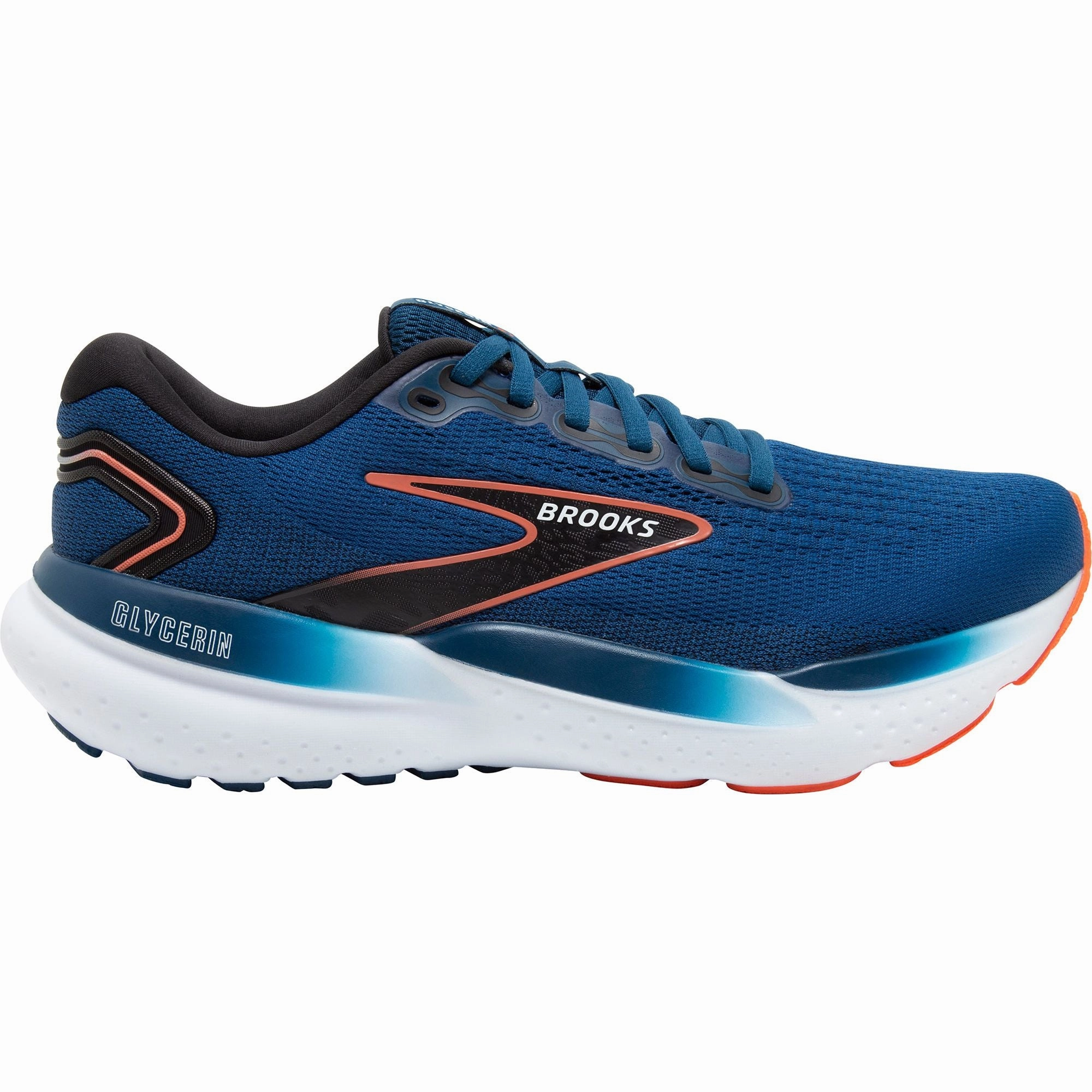 Brooks Glycerin 21 WIDE FIT Mens Running Shoes - Blue hot - weather running gear AdjustableStrap