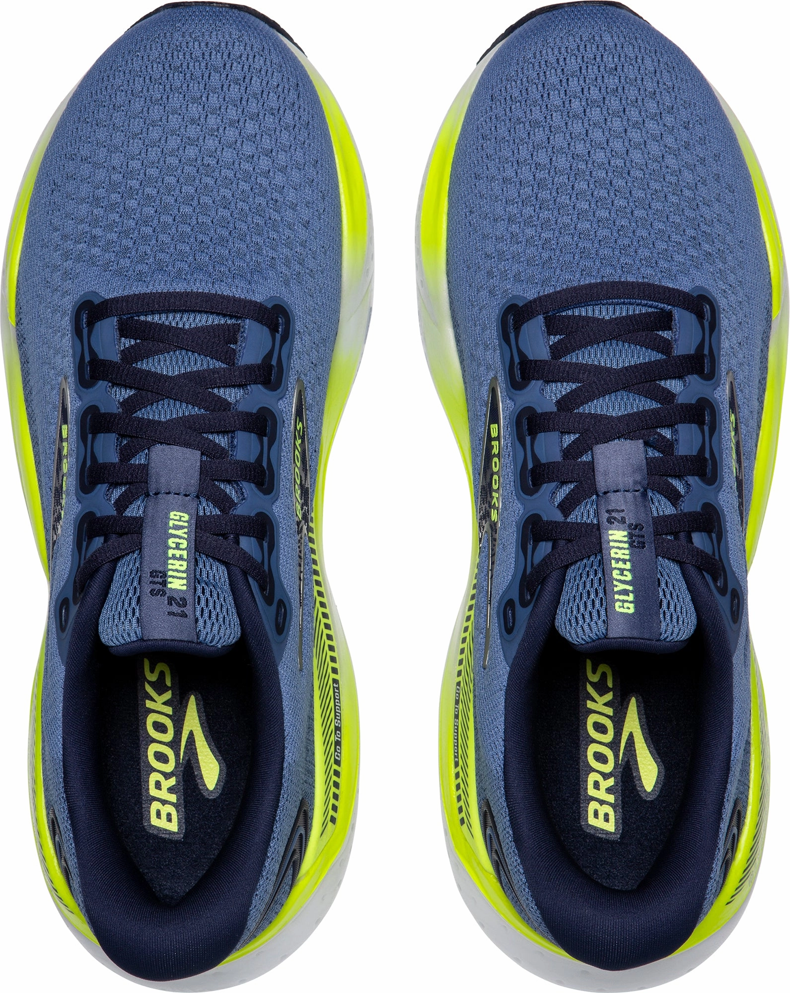 Brooks Glycerin GTS 21 Mens Running Shoes - Blue Bio Mechanical Engineered Airflow Mesh