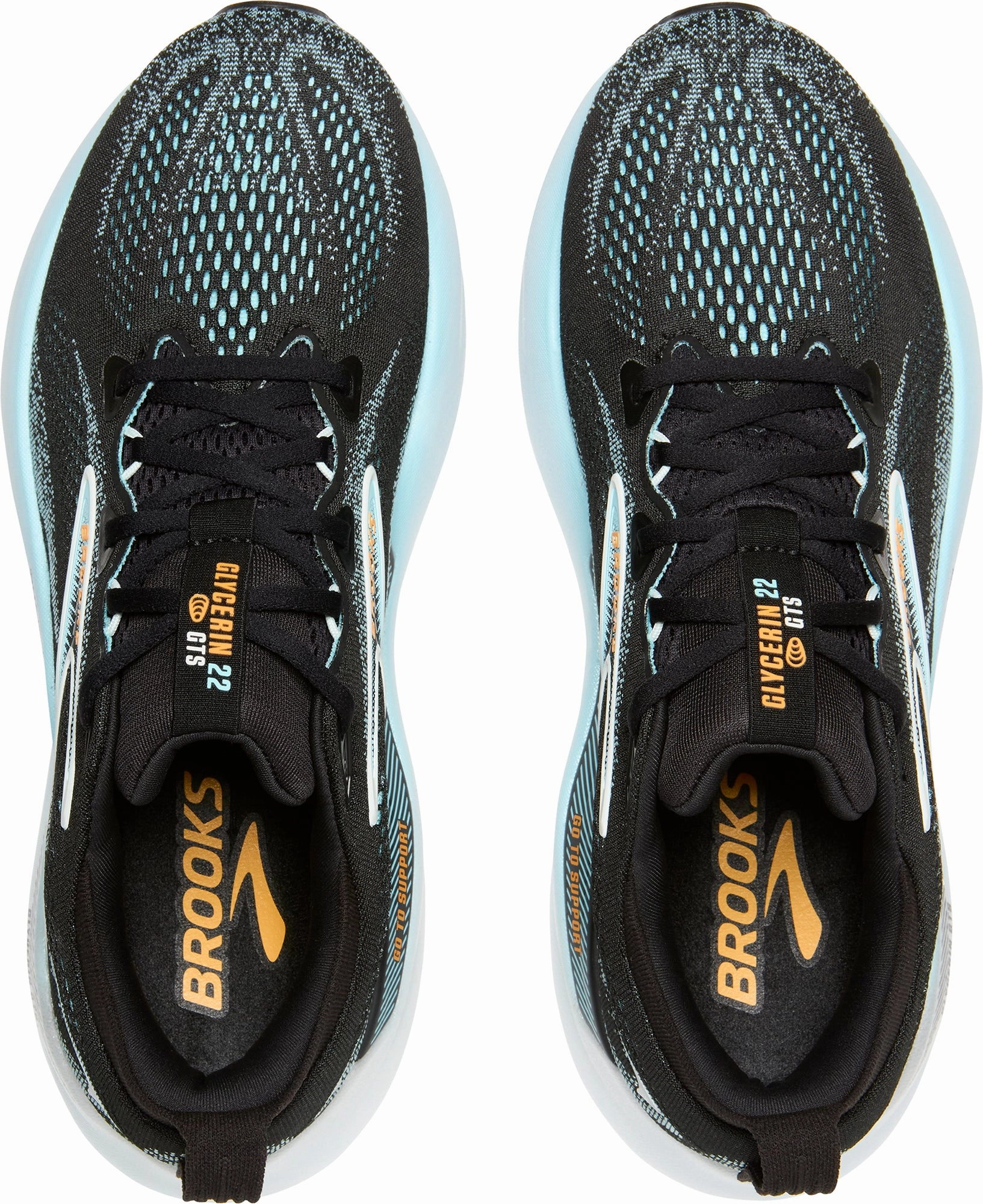 Office Worker Weather Resistant Layer Brooks Glycerin GTS 22 Mens Running Shoes - Black
