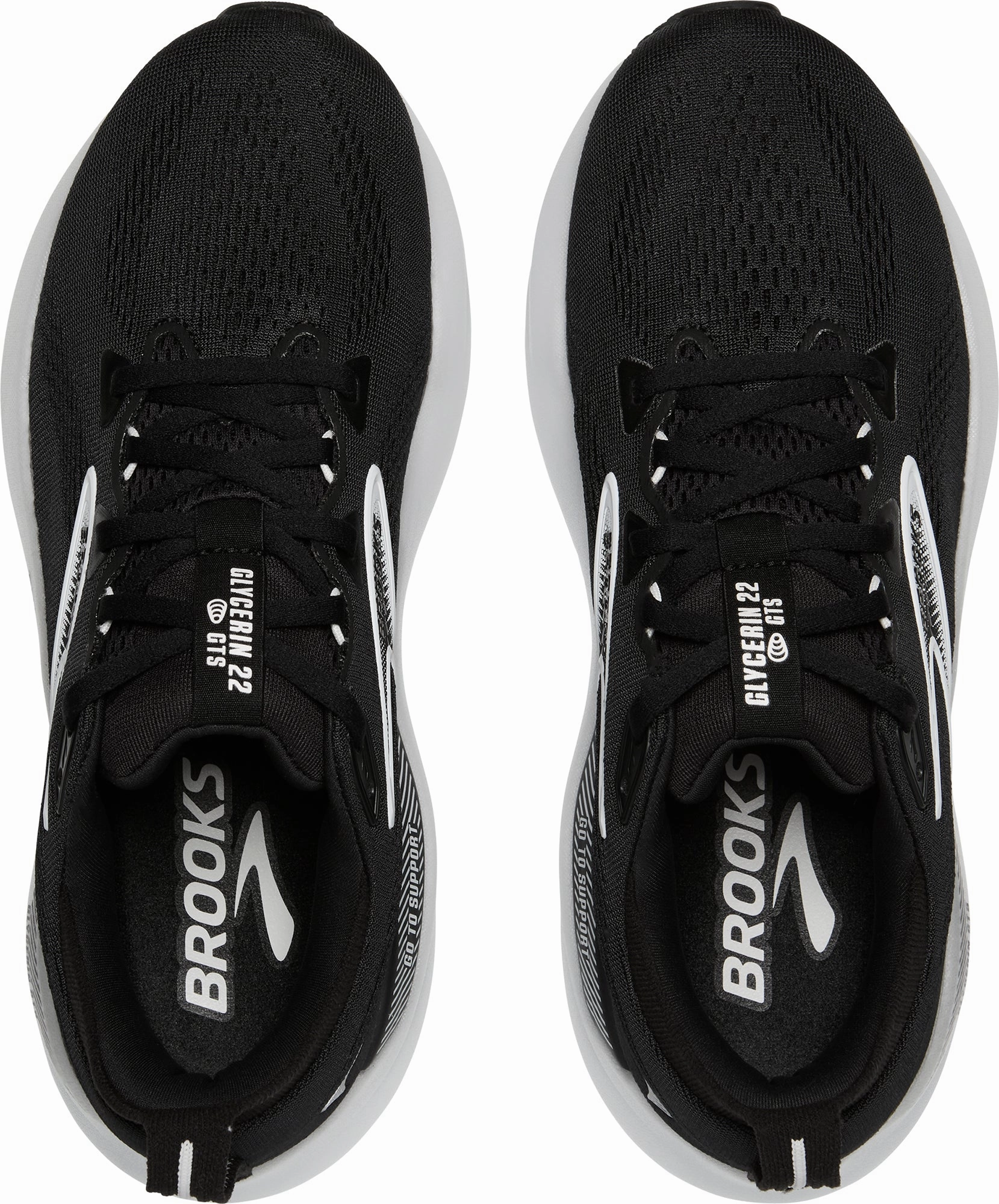 Brooks Glycerin GTS 22 WIDE FIT Womens Running Shoes - Black rainy - day running shoes EVA Midsole Technology