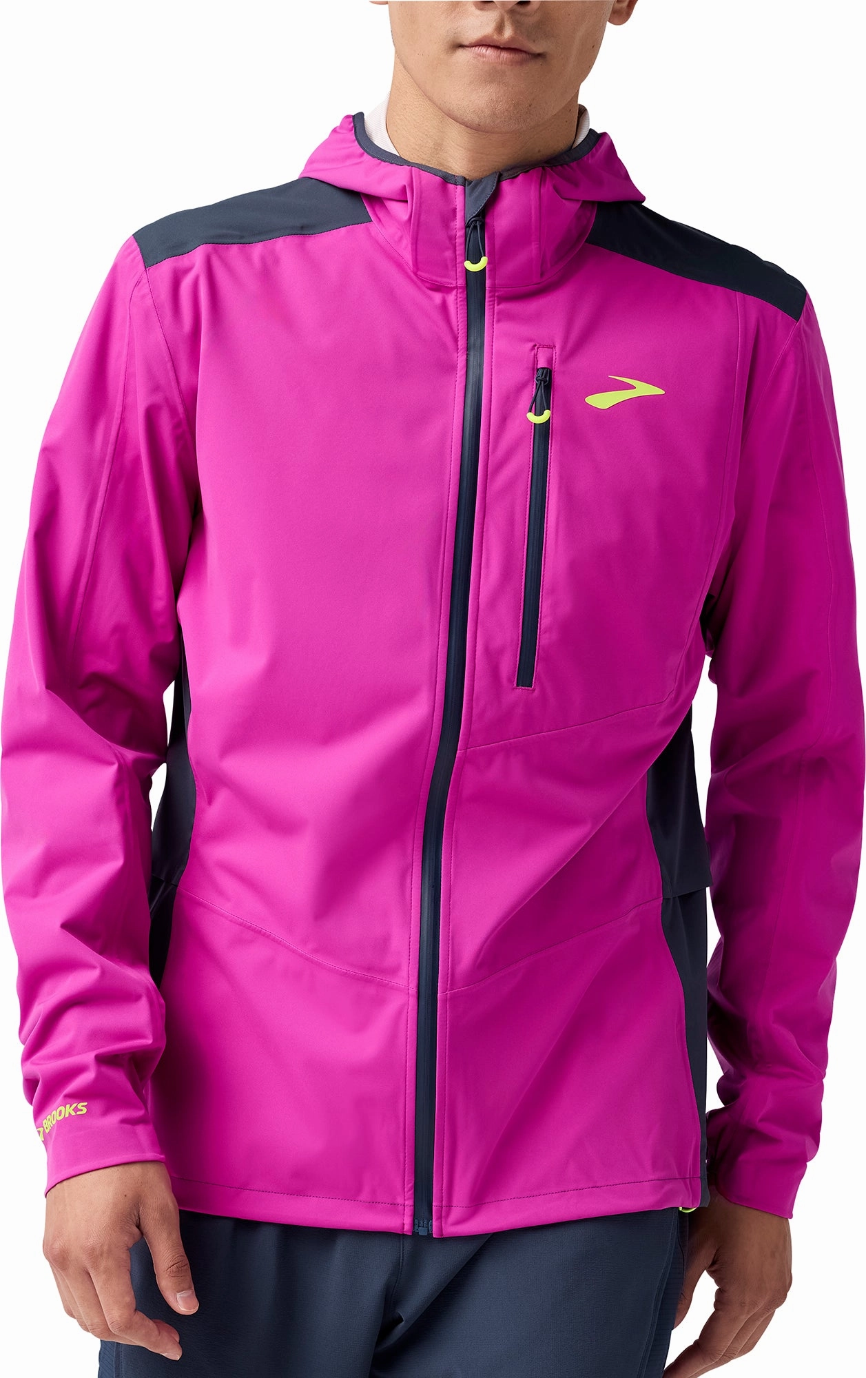 Abrasion Resistant Material Skiing Brooks High Point 2.0 Waterproof Mens Running Jacket  - Purple