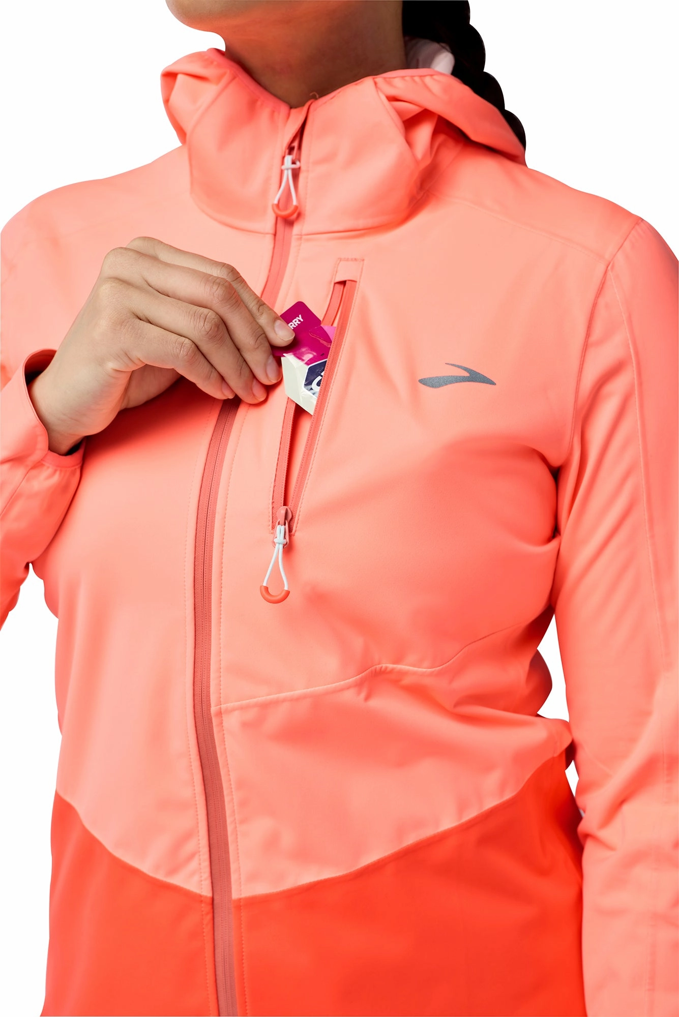 Abrasion Resistant Fabric Brooks High Point 2.0 Waterproof Womens Running Jacket - Orange