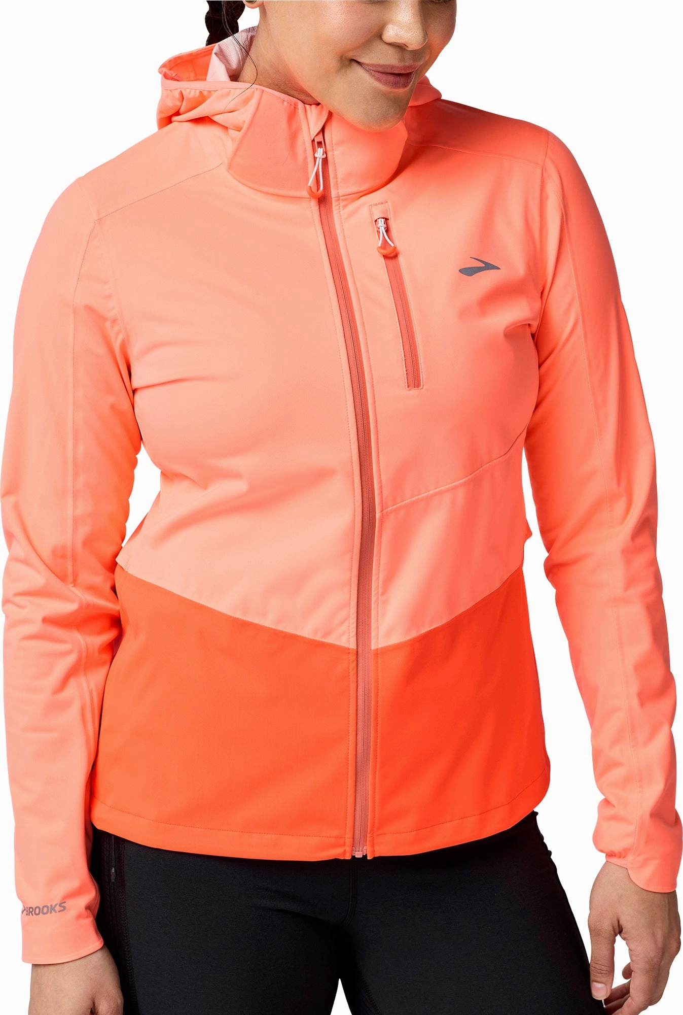 Brooks High Point 2.0 Waterproof Womens Running Jacket - Orange Smooth Gliding Liners Flexible Fit