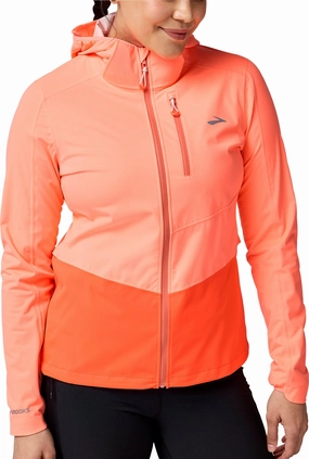 Brooks High Point 2.0 Waterproof Womens Running Jacket - Orange Smooth Gliding Liners Flexible Fit