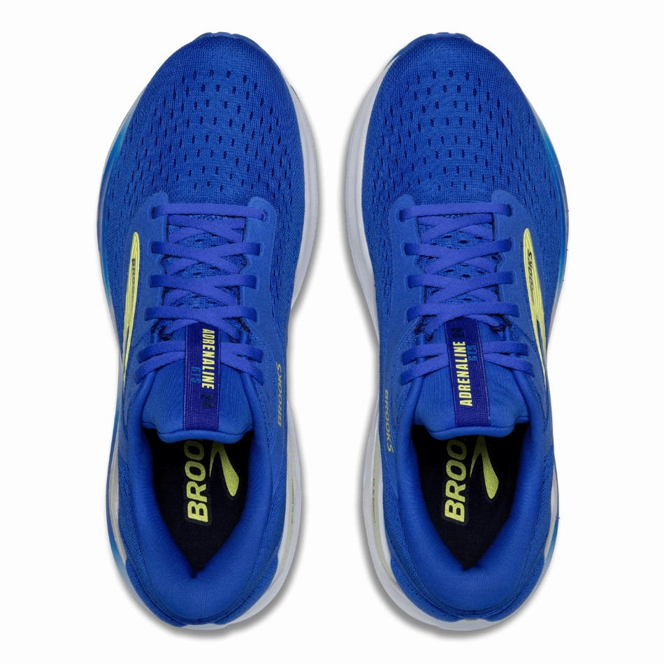 Brooks Men's Adrenaline GTS 24 Running Shoes 2E Width (Wide fit) in Cobalt/Neo Yellow/Peacoat SS25 Thermoregulating Insole