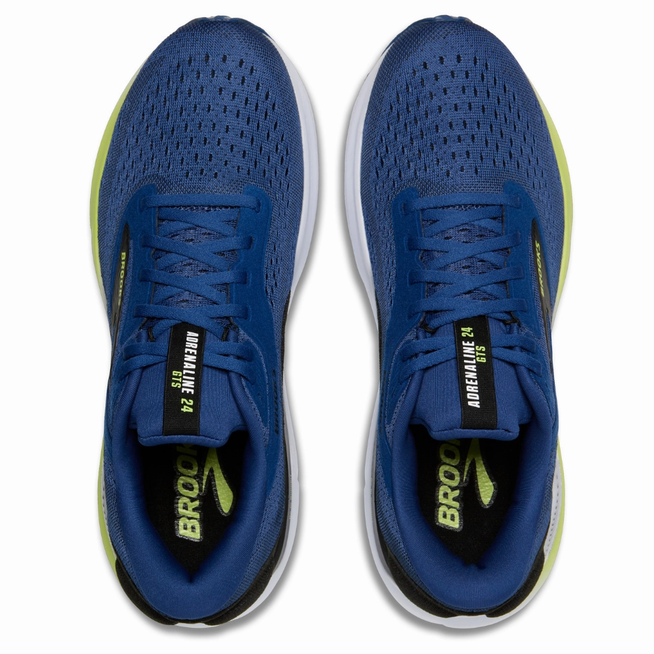 Brooks Men's Adrenaline GTS 24 Running Shoes in Navy Pony/Black/Acid Lime AW25 private - label shoes
