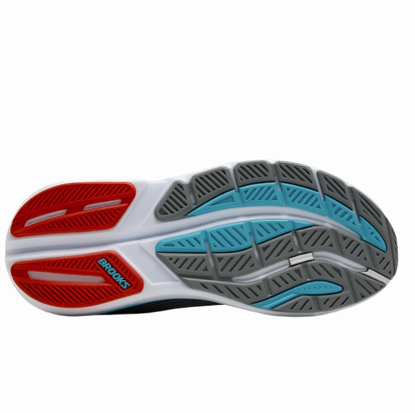 Brooks Men's Ghost Max 3 Running Shoes in Primer Grey/Antarctica/Red AW25 running shoes for amateur female runners stretchy shoes