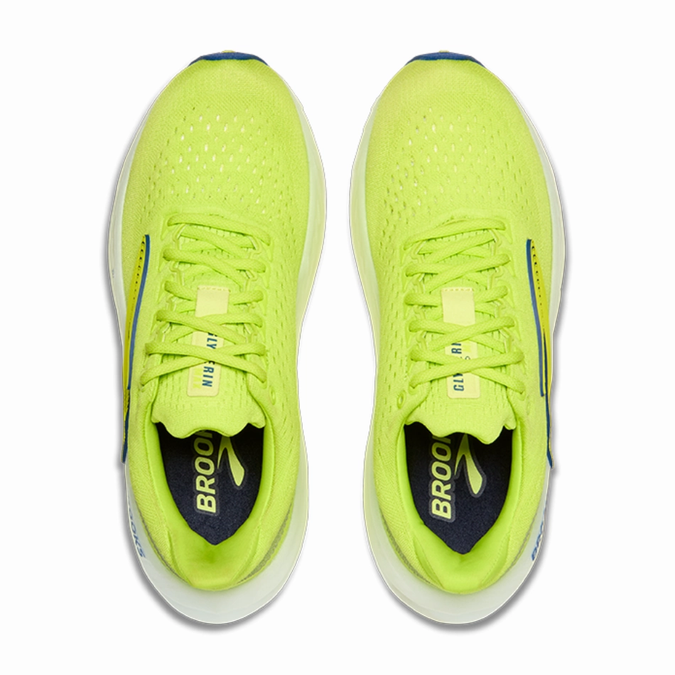 Brooks Men's Glycerin Max Running Shoes in Lime/Navy Peony/White AW25 daily runner running in a canyon shoes