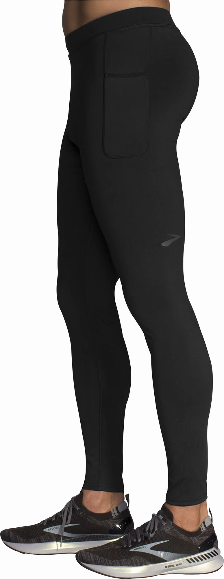 Durable Stitch All Ages Brooks Source Mens Long Running Tights - Black
