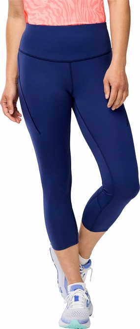Brooks Spark Womens 3/4 Capri Running Tights - Blue Breathable fabric Morning Stretch Active Lifestyle