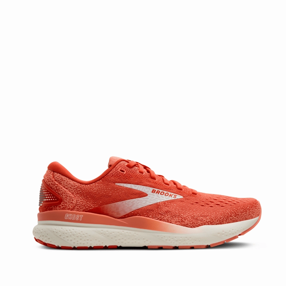 Brooks Women's Ghost 16 Running Shoes in Coral/Desert Flower/Coconut SS25 Thermoregulating Insole beginner - friendly running shoes