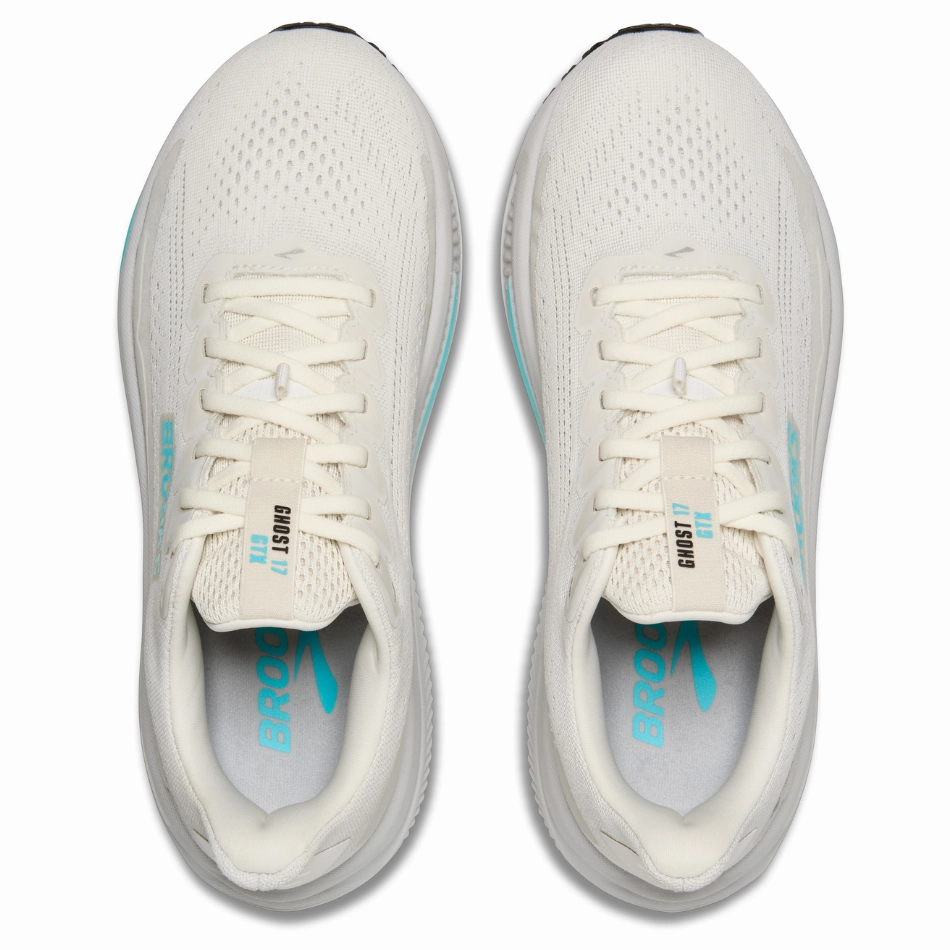running for a way to stay balanced Brooks Women's Ghost 17 GTX Running Shoes in Coconut/Oyster/Blue AW25