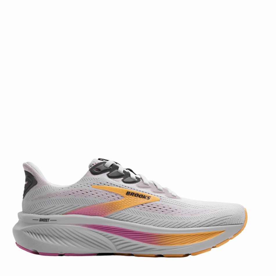 Brooks Women's Ghost 17 Running Shoes in Oyster/Apricot/Pink AW25 adventure running option