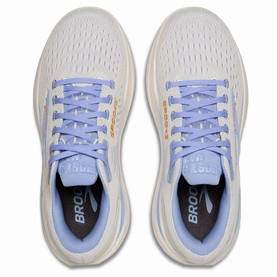 Brooks Women's Ghost Max 3 Running Shoes in Coconut/Blue Heron/Orange AW25 running in a canyon shoes