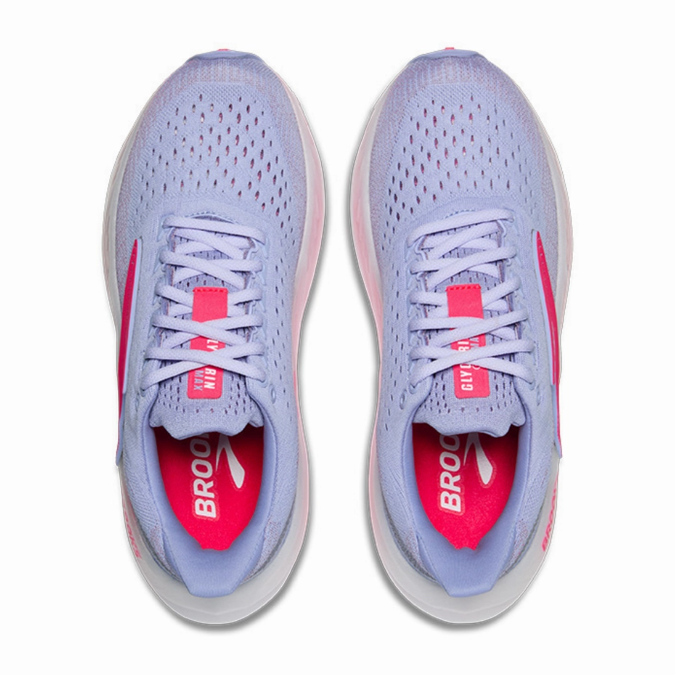 Brooks Women's Glycerin Max Running Shoes in Blue Heron/Diva Pink/White AW25 Trail Fitness Water resistant coating