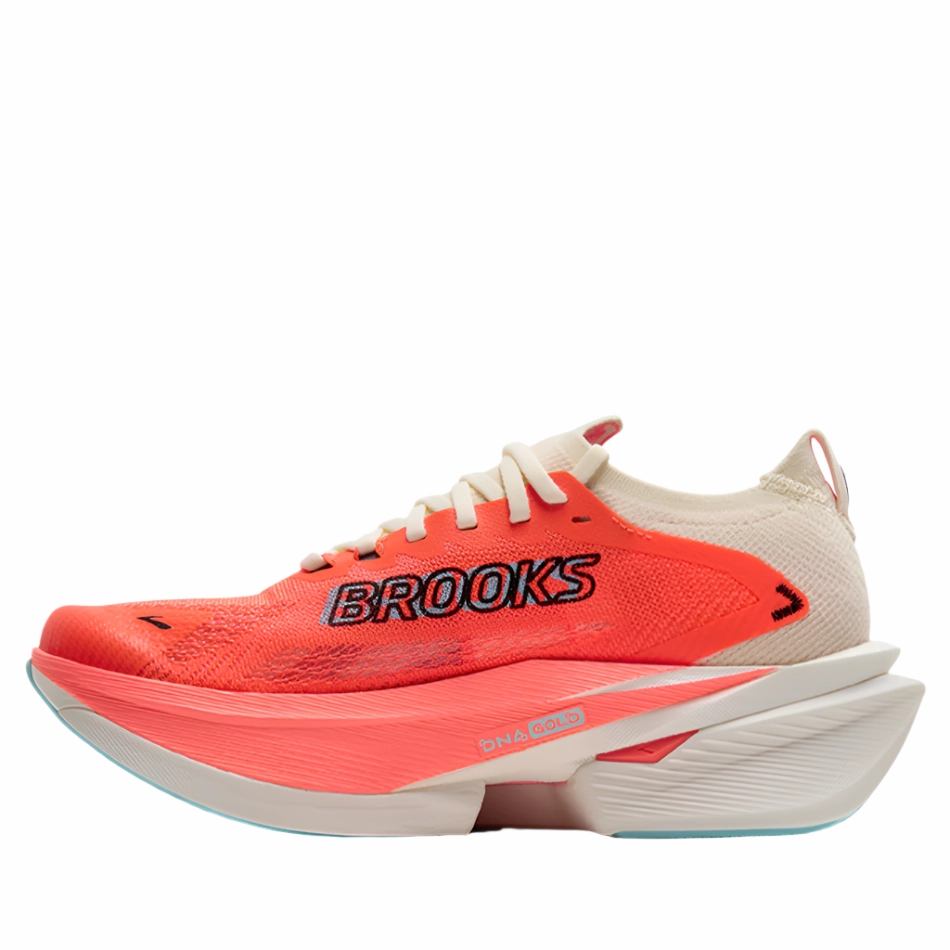 Brooks Women's Hyperion Max 3 Running Shoes in Coconut/Fiery Coral/Atomizer AW25 sustainable production shoes vibration damping