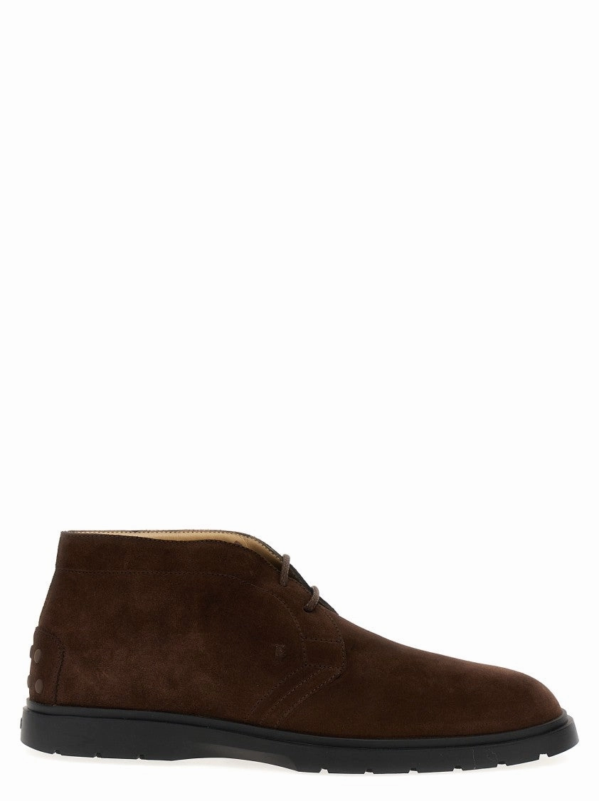 Brown Suede Desert Boots With Lace-Up Closure And Gommini Sole Insulated Urban Commute Inner Glow
